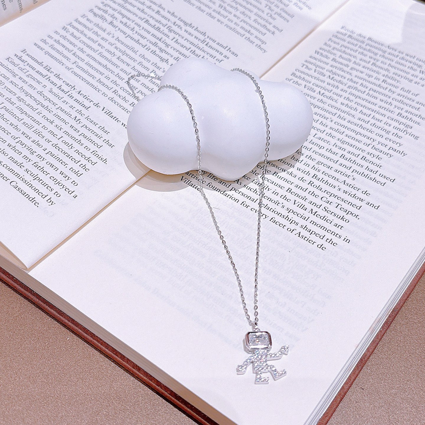 High Polish Silver Moissanite Necklace Playful Office Silver