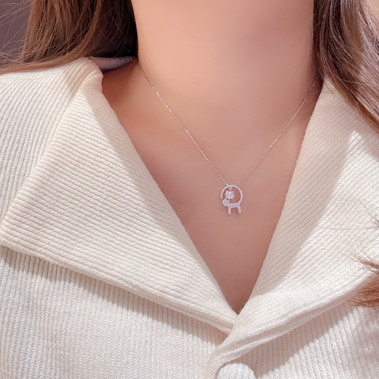 Nickel Free Silver Moissanite Necklace Cute Bestie Gift Silver