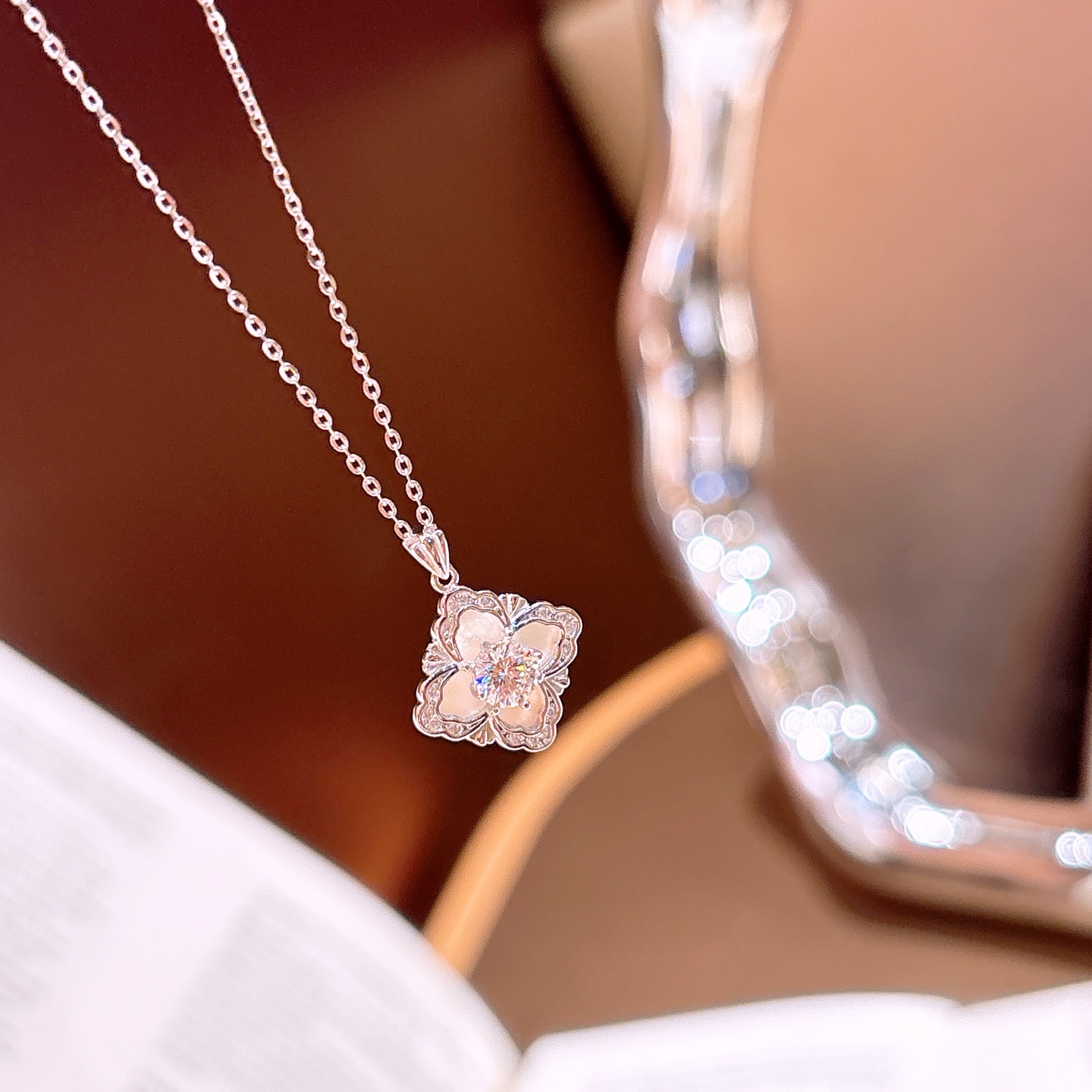 Nickelfreies Silber Moissanit Kette Französisch Reise Silber