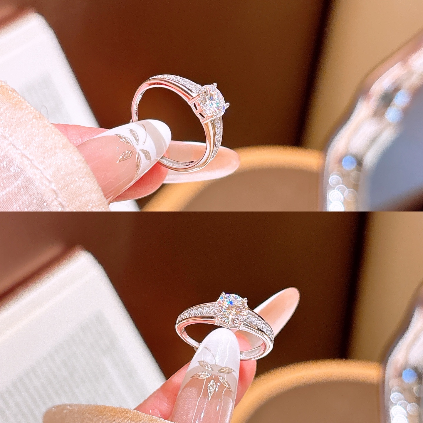 Nickel Free Silver Moissanite Ring Unique Workplace Gold