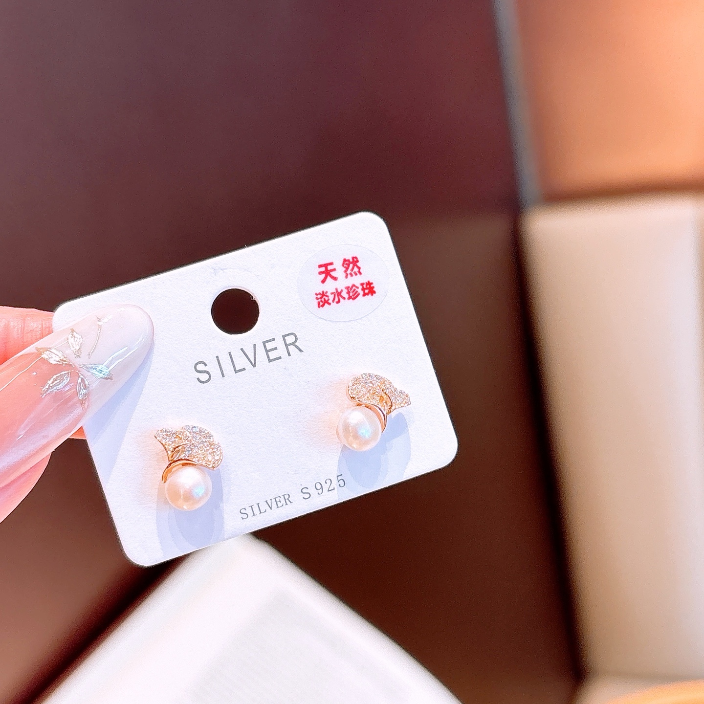 S925 Sterling Silver Freshwater Pearl Studs Gentle Proposal Silver