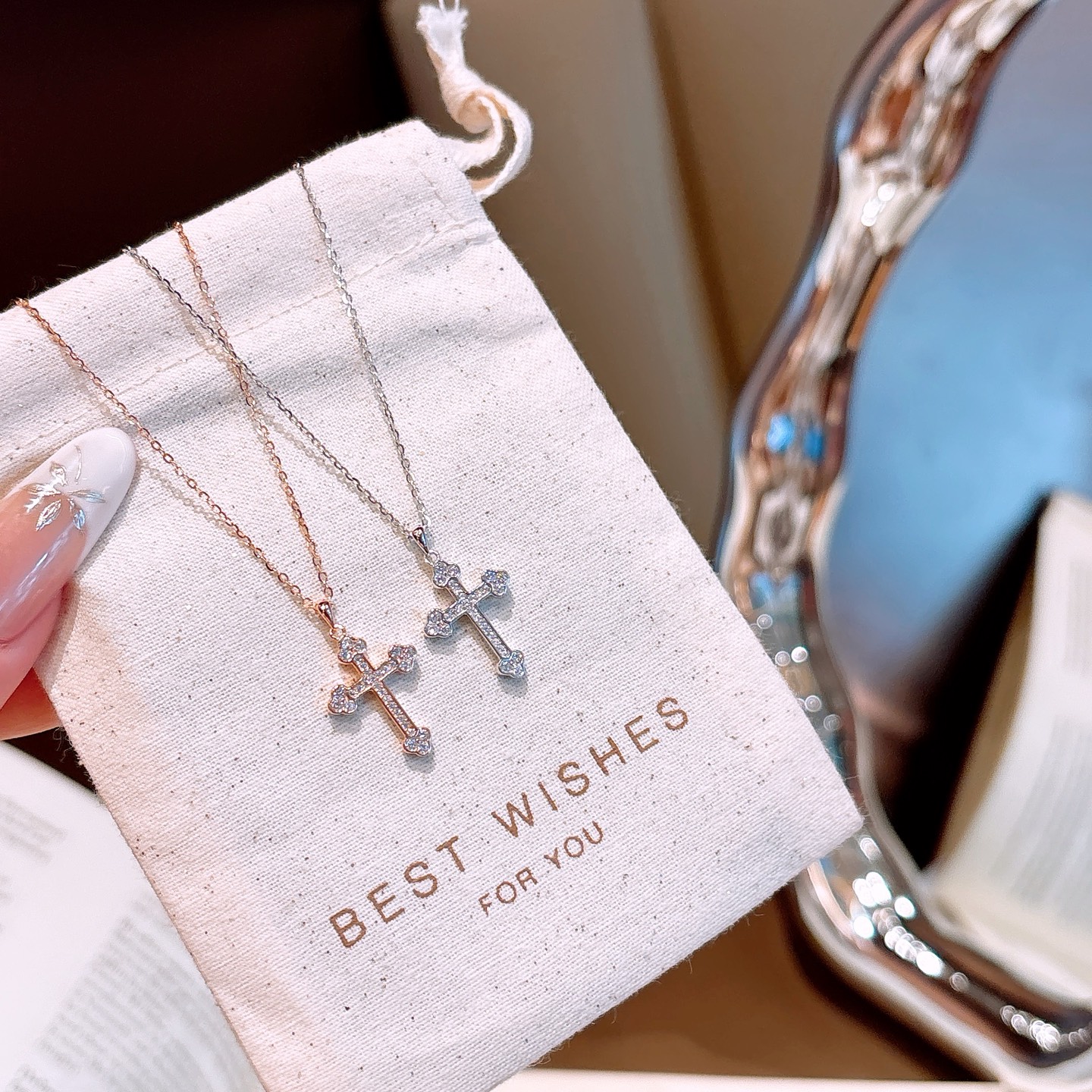 ラグジュアリーニッケル無添加銀ネックレスゴールド 母の日