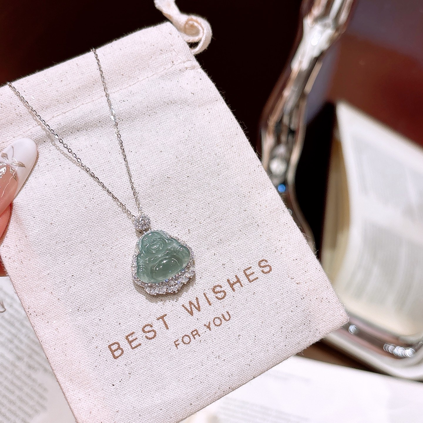 Hypoallergenic Silver Jadeite Necklace Sweet Birthday Silver