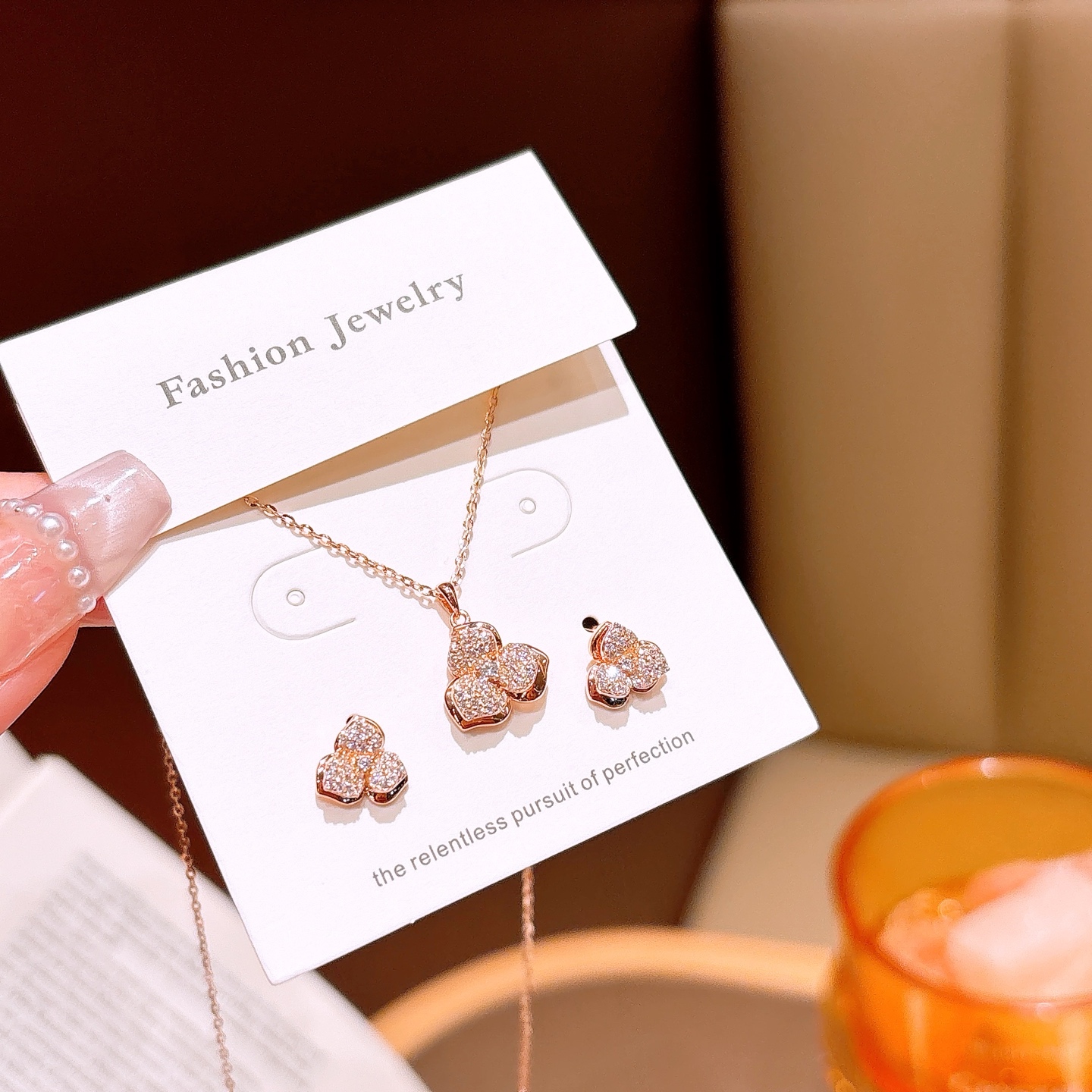 Nickel Free Silver Earrings & Necklace Set Premium Bestie Gift Gold