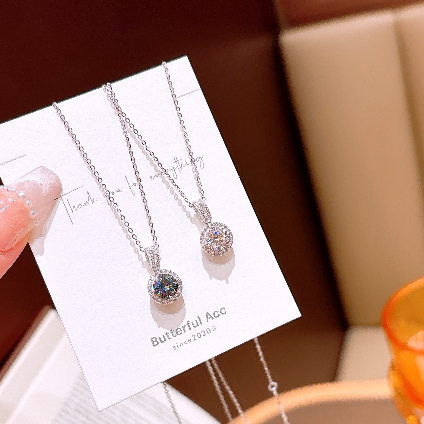 925 Silver Moissanite Necklace Sweet & Cool Graduation Silver