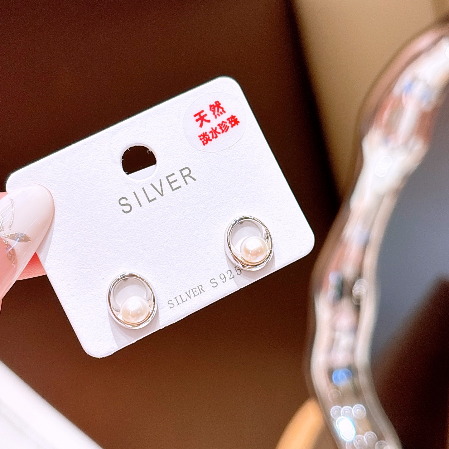 Fine Silver Freshwater Pearl Studs Lively Valentine's Day Gold