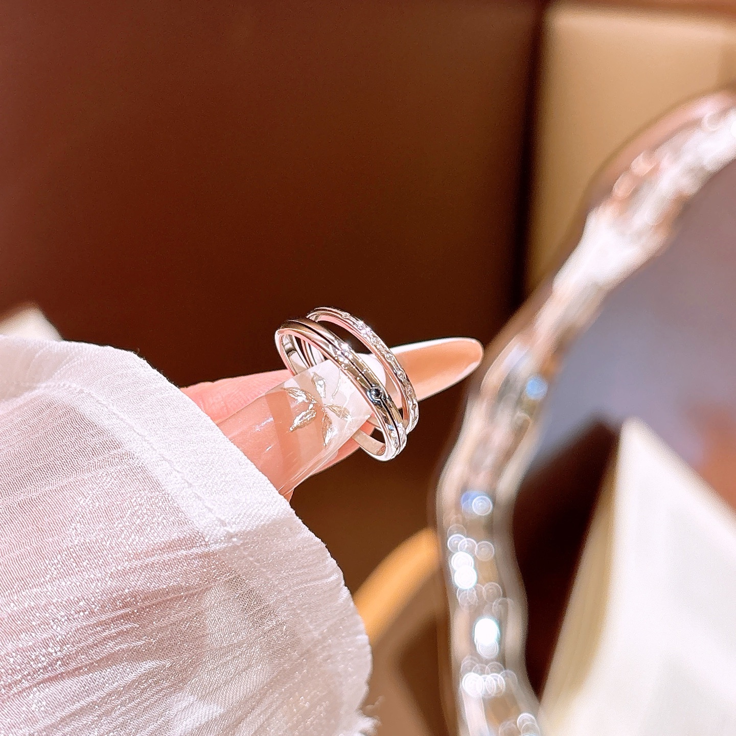 Solid Silver Couple Rings Unique Housewarming Gold