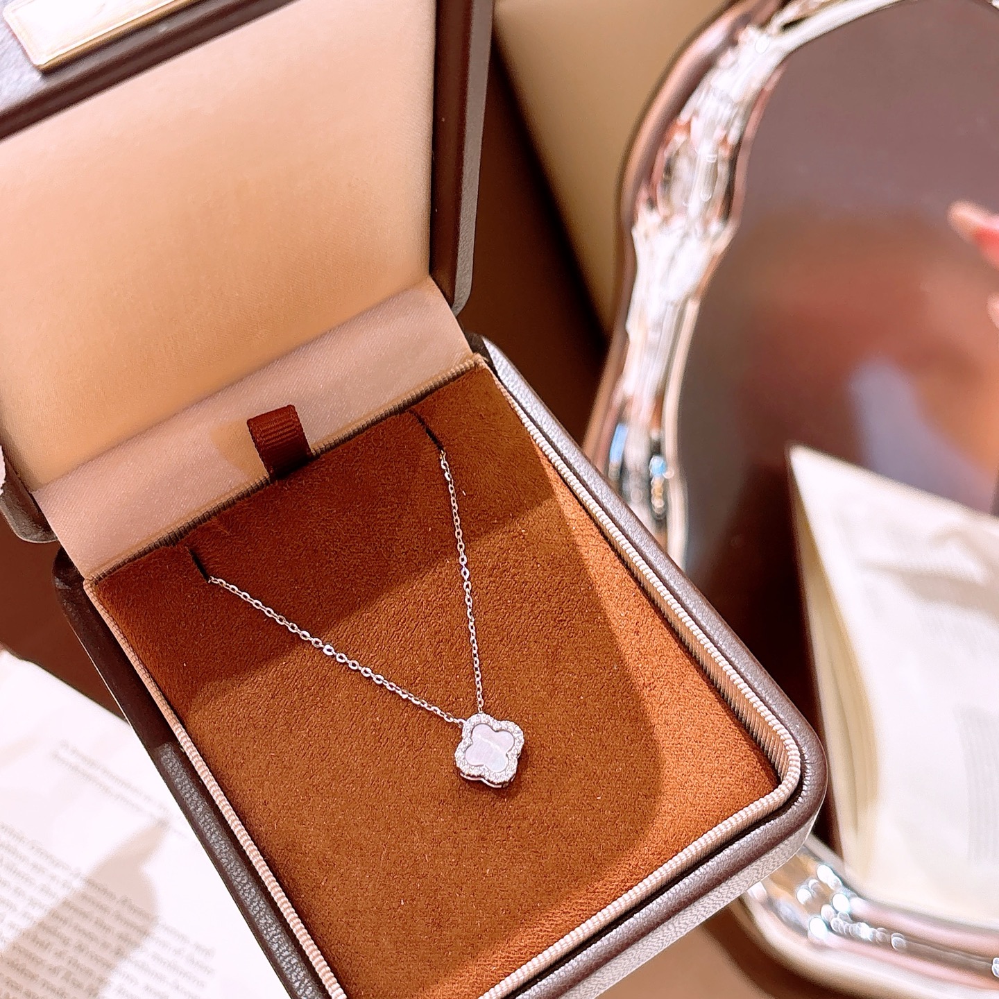 Massivsilber Moissanit Kette Wald Alltag Silber