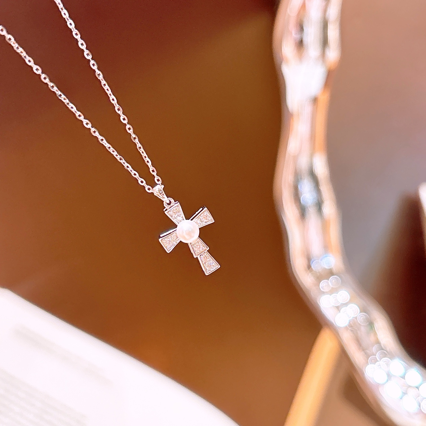 Hypoallergenic Silver Moissanite Necklace Delicate Date Night Gold