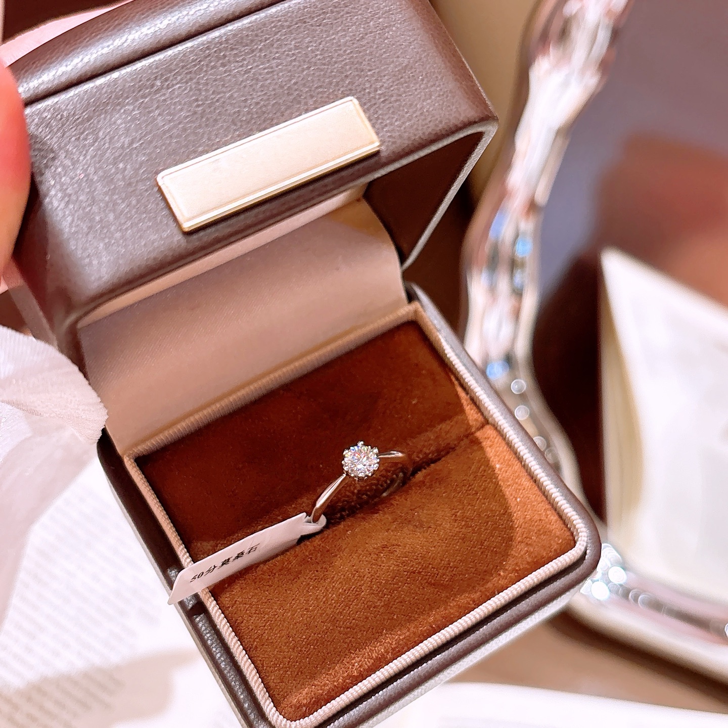 High Polish Silver Moissanite Ring Elegant Mother's Day Gold