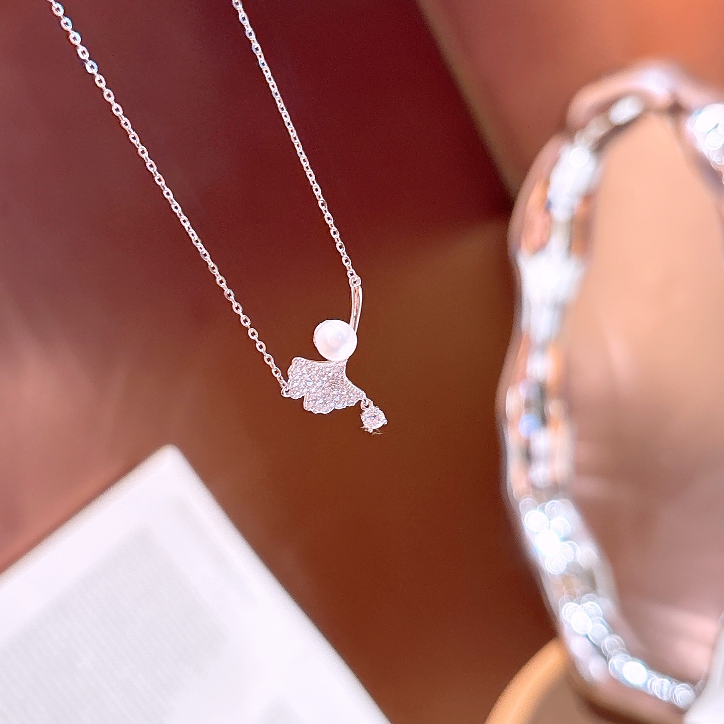 Low Allergy Silver Moissanite Necklace Ethereal Christmas Gold