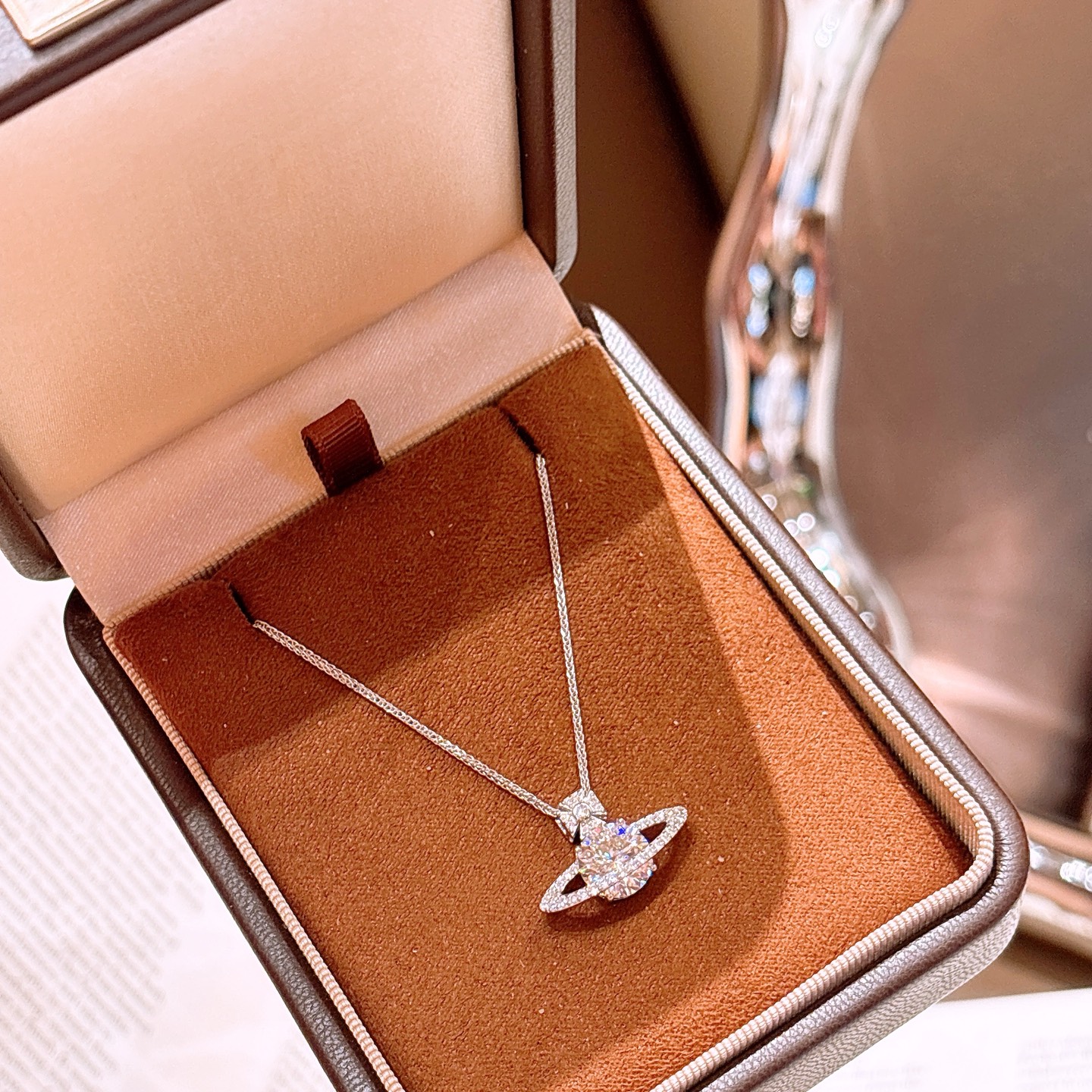 Solid Silver Moissanite Necklace Romantic Party Silver