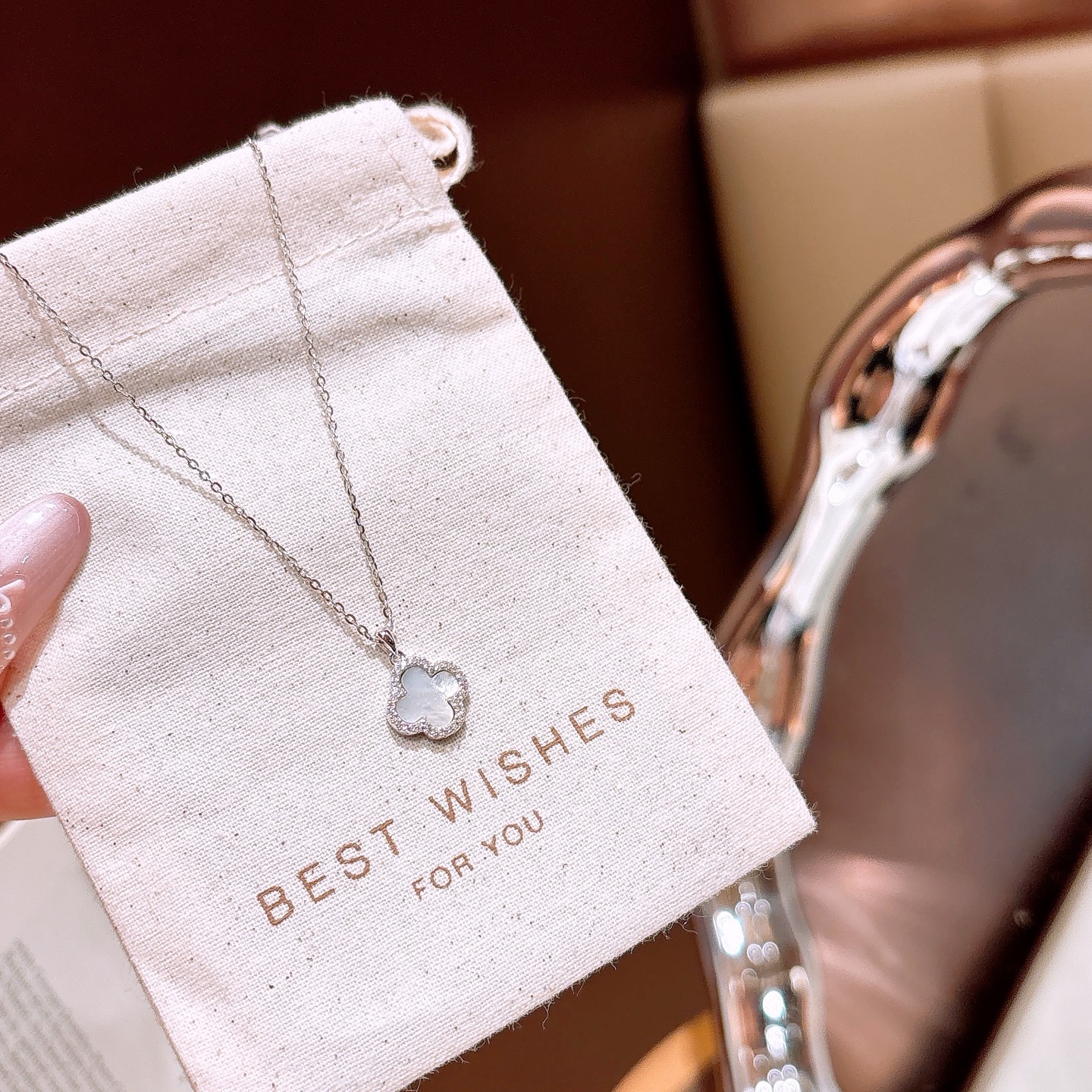 甘辛S925スターリングシルバーモアッサナイトネックレスゴールド 母の誕生日