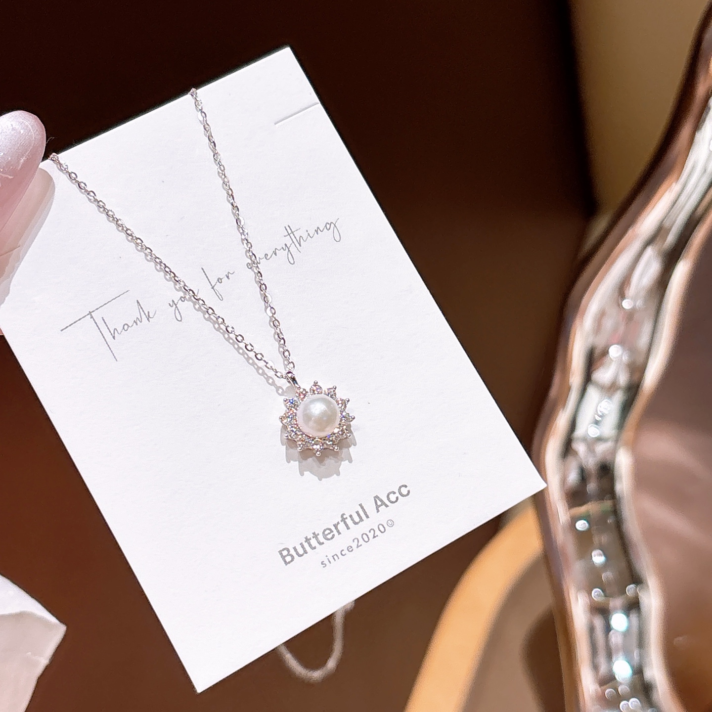 Low Allergy Silver Moissanite Necklace French Wedding Registration