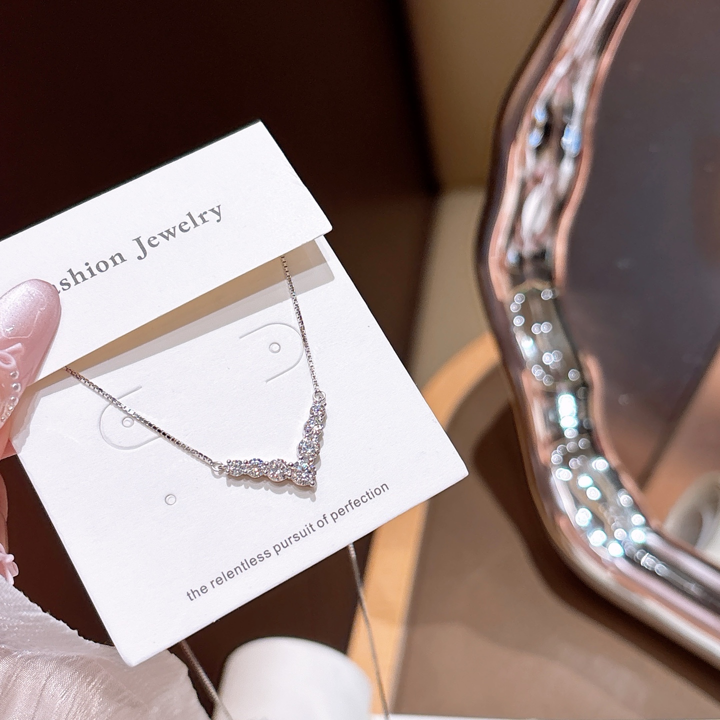 Solid Silver Moissanite Necklace Delicate Teacher's Day Gold