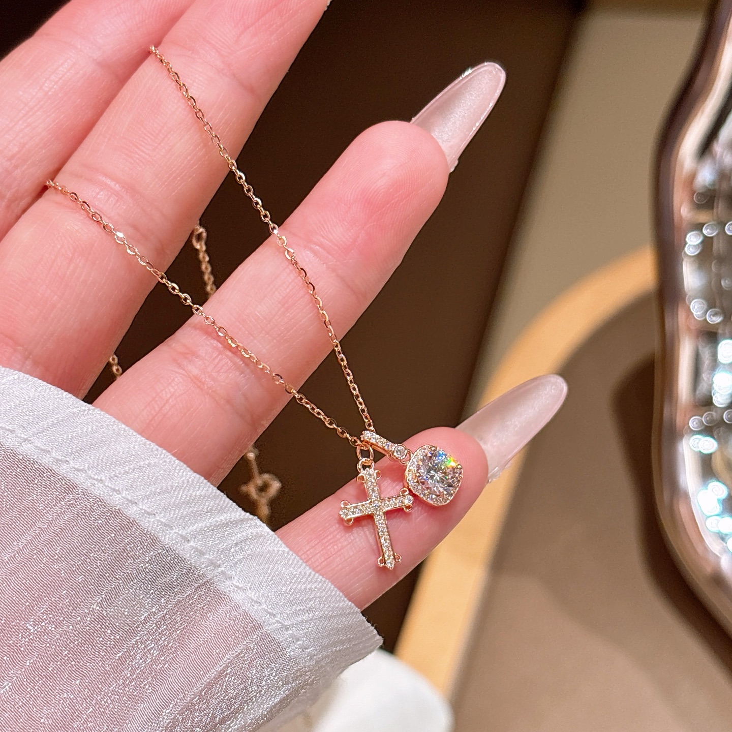 High Polish Silver Necklace Precision Confession Gold