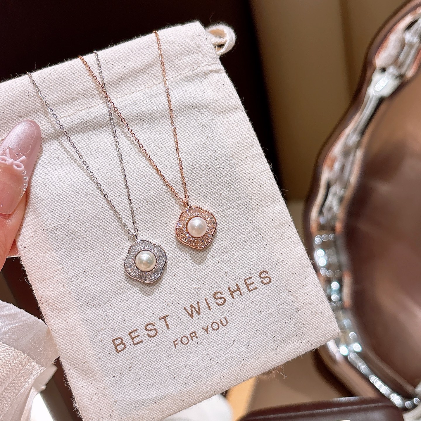 精巧ファインシルバーネックレスゴールド 記念日