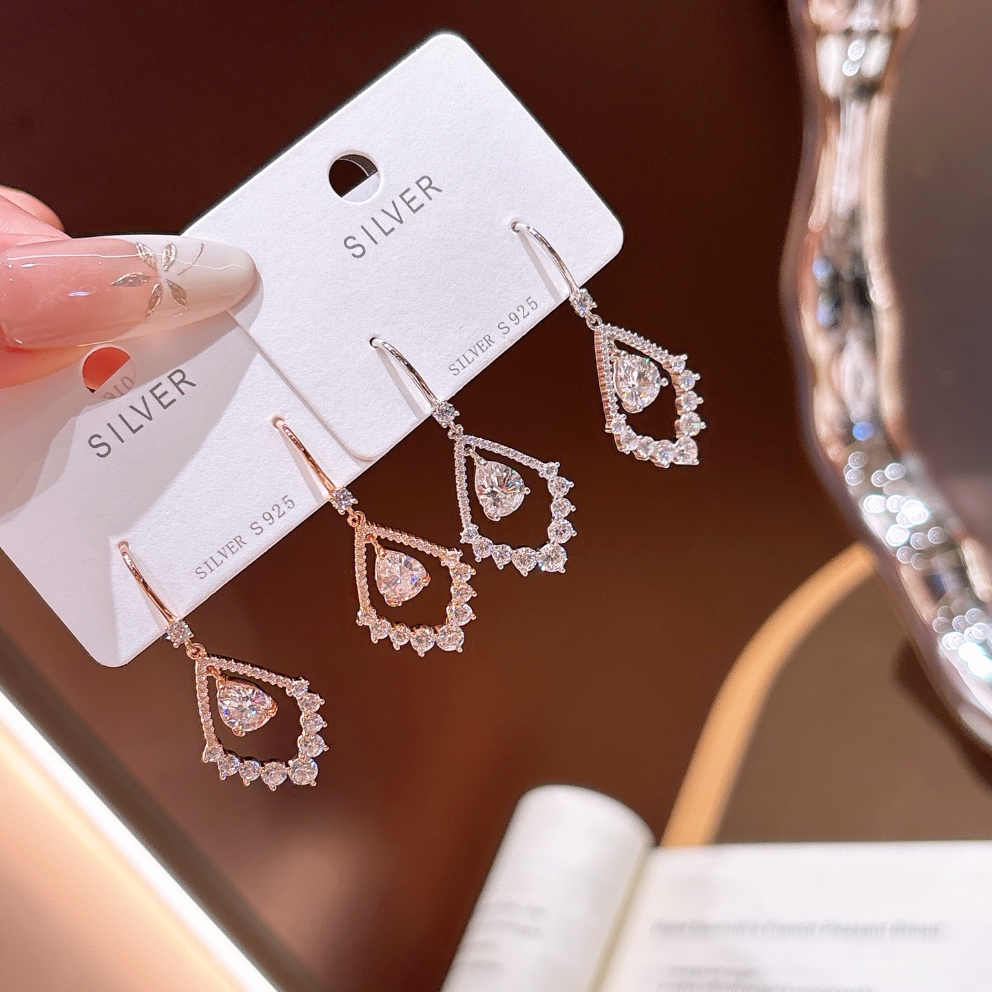 Fine Silver Drop & Thread Earrings Girly Bestie Gift Gold