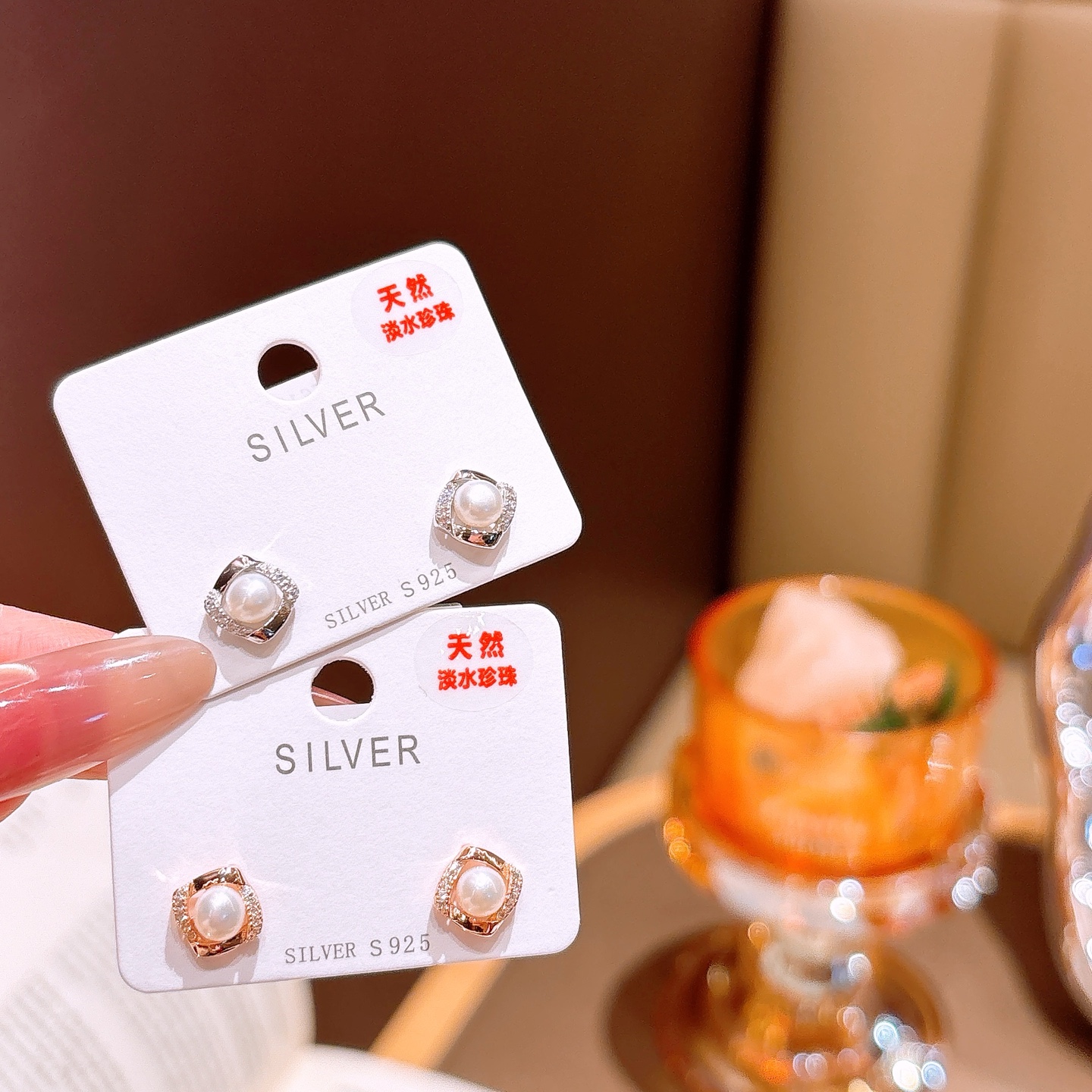 Hypoallergenic Silver Freshwater Pearl Studs Dainty Mother's Birthday