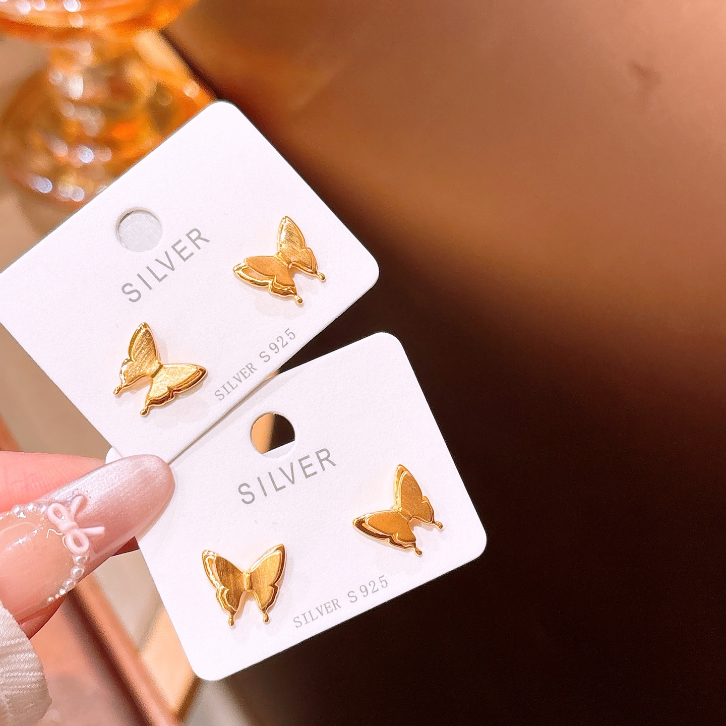 ロマンチックS925スターリングシルバーイヤリングゴールド ウェディング