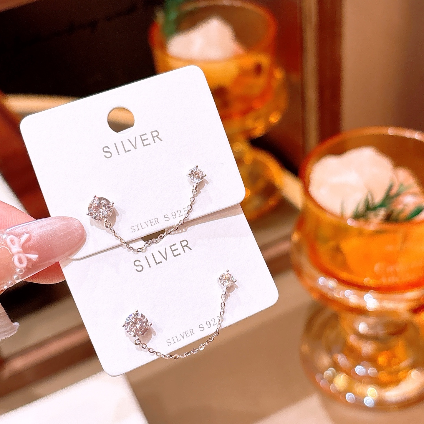 S925 Sterling Silver Earrings Intellectual Party Silver