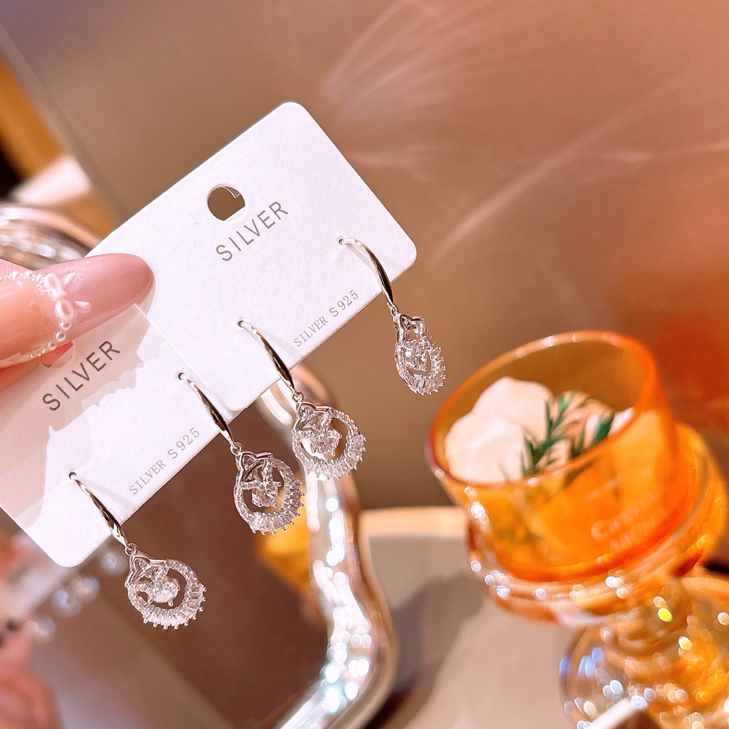 高級感925シルバードロップ＆スレッドイヤリングゴールド 婚姻届提出