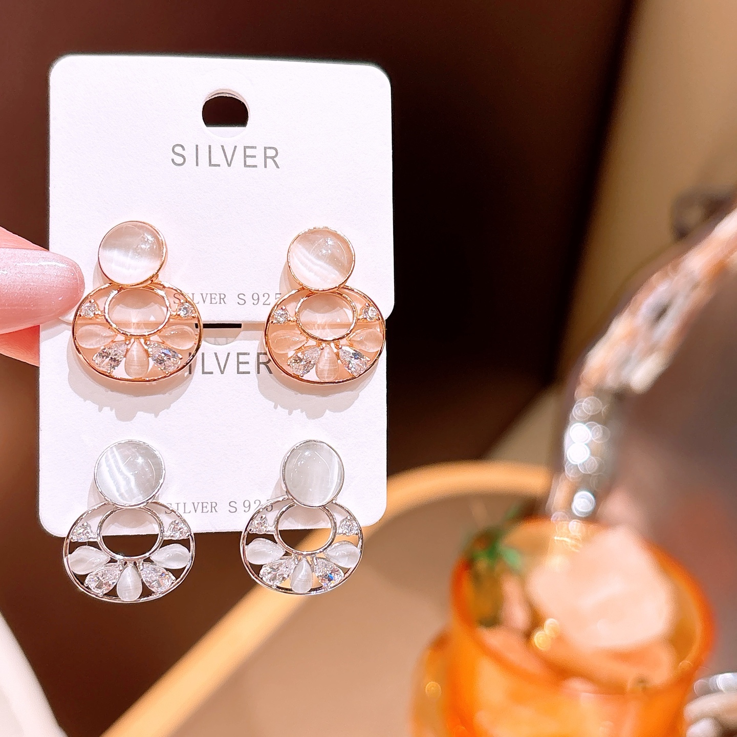 925 Silver Earrings Lively Engagement Gold