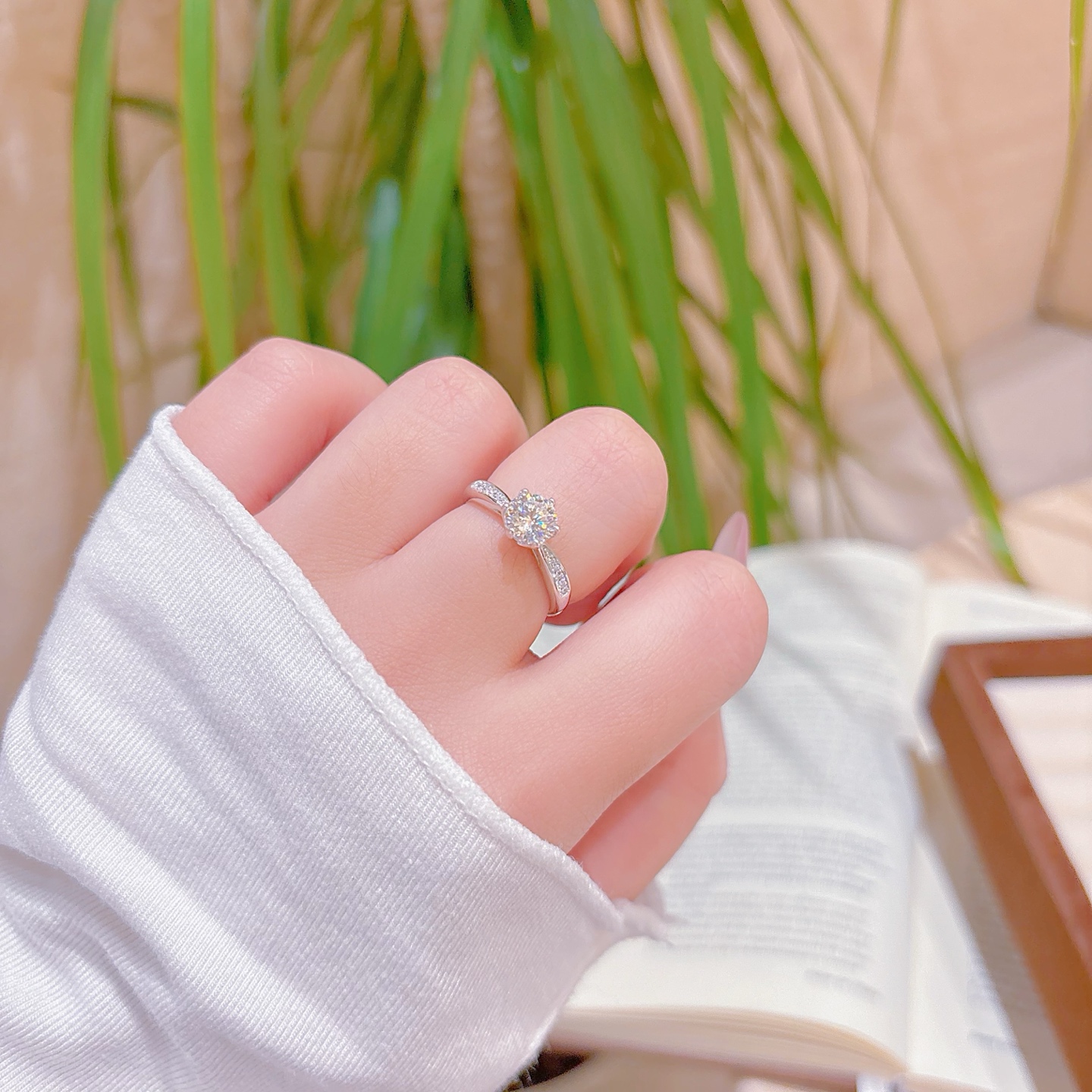 925 Silver Moissanite Ring Unique Travel Gold