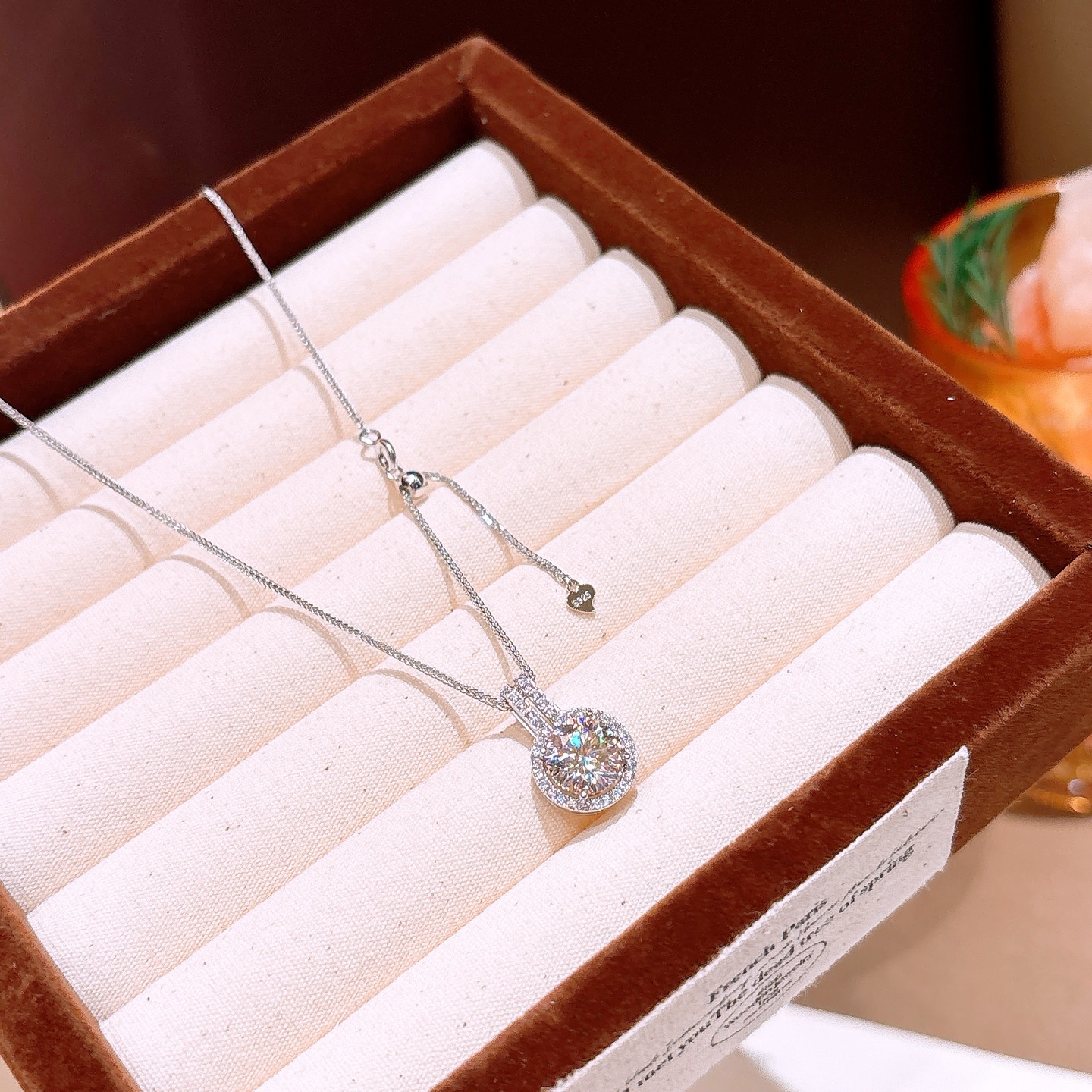 Low Allergy Silver Moissanite Necklace Delicate Spring Festival Silver