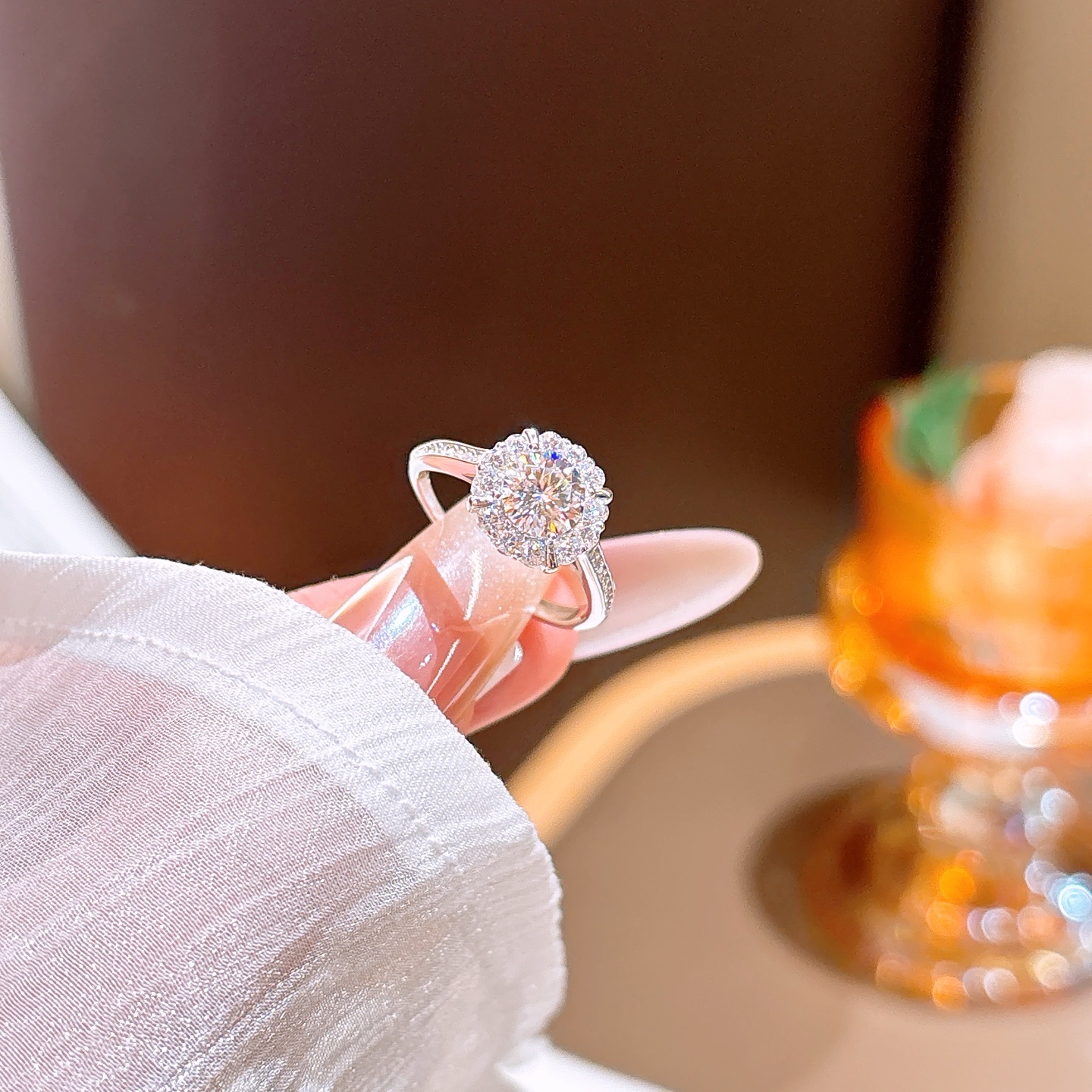 Fine Silver Moissanite Ring Vintage Anniversary Gold