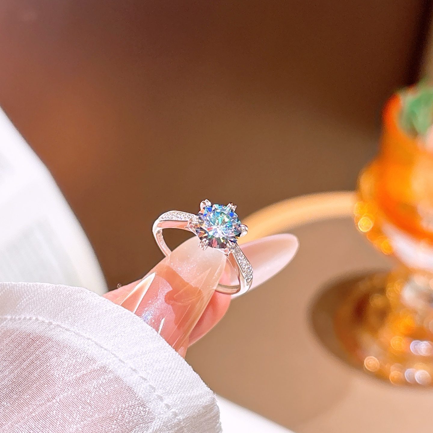 Low Allergy Silver Moissanite Ring Sweet & Cool Wedding Registration