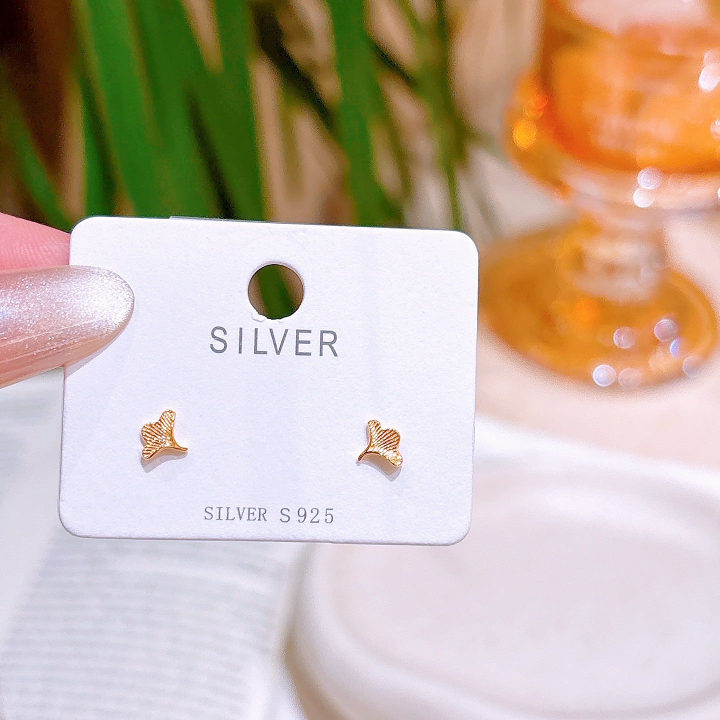 S925 Sterling Silver Earrings French Mother's Birthday Gold