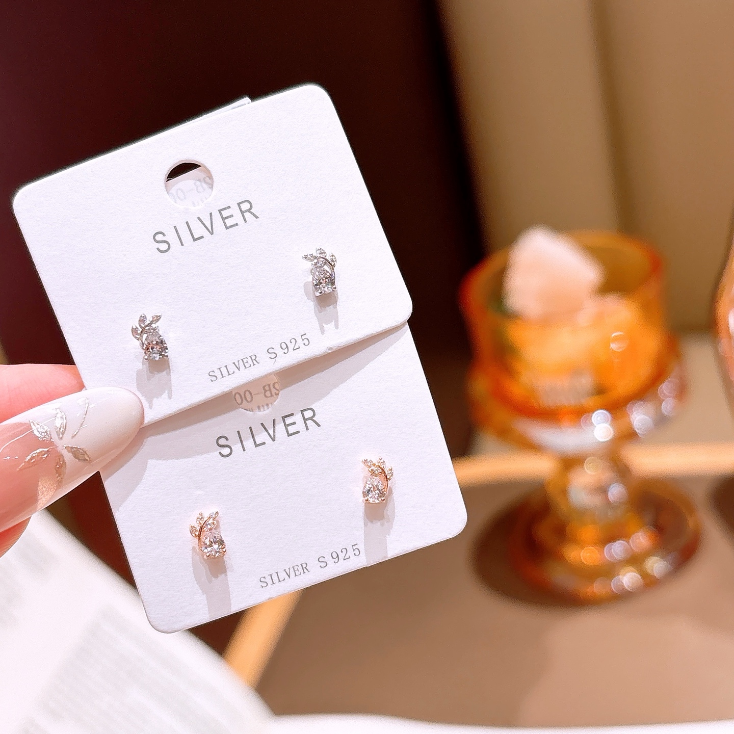 Solid Silver Earrings Light Luxury Teacher's Day Gold