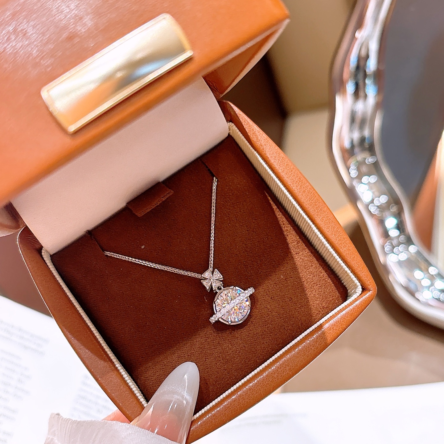 Nickelfreies Silber Moissanit Kette Rein Muttergeburtstag Gold