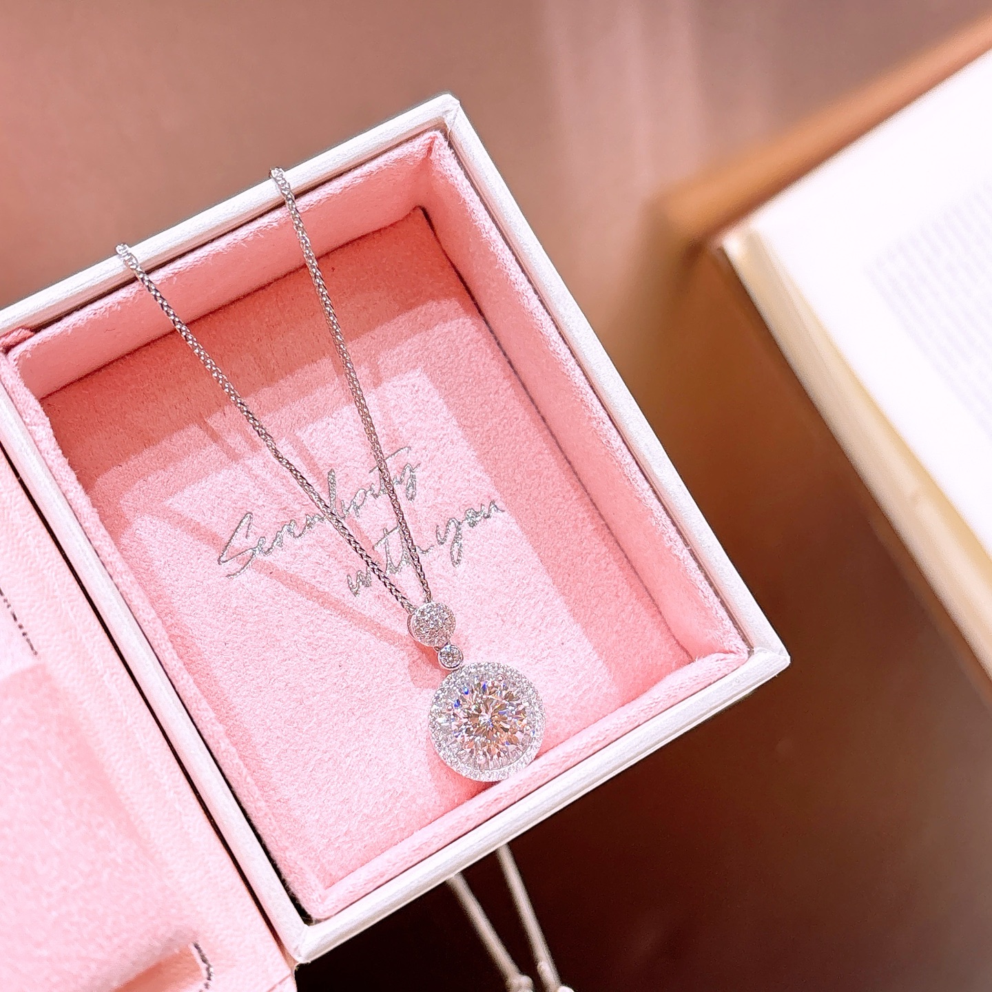 Solid Silver Moissanite Necklace Light Luxury New Year Silver