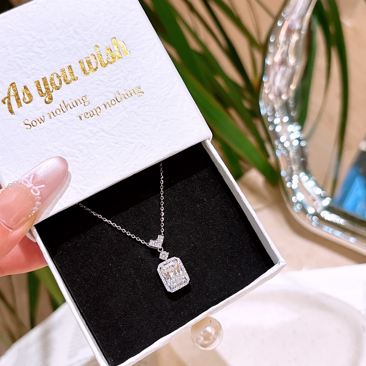 Nickel Free Silver Moissanite Necklace Precision Father's Day Silver