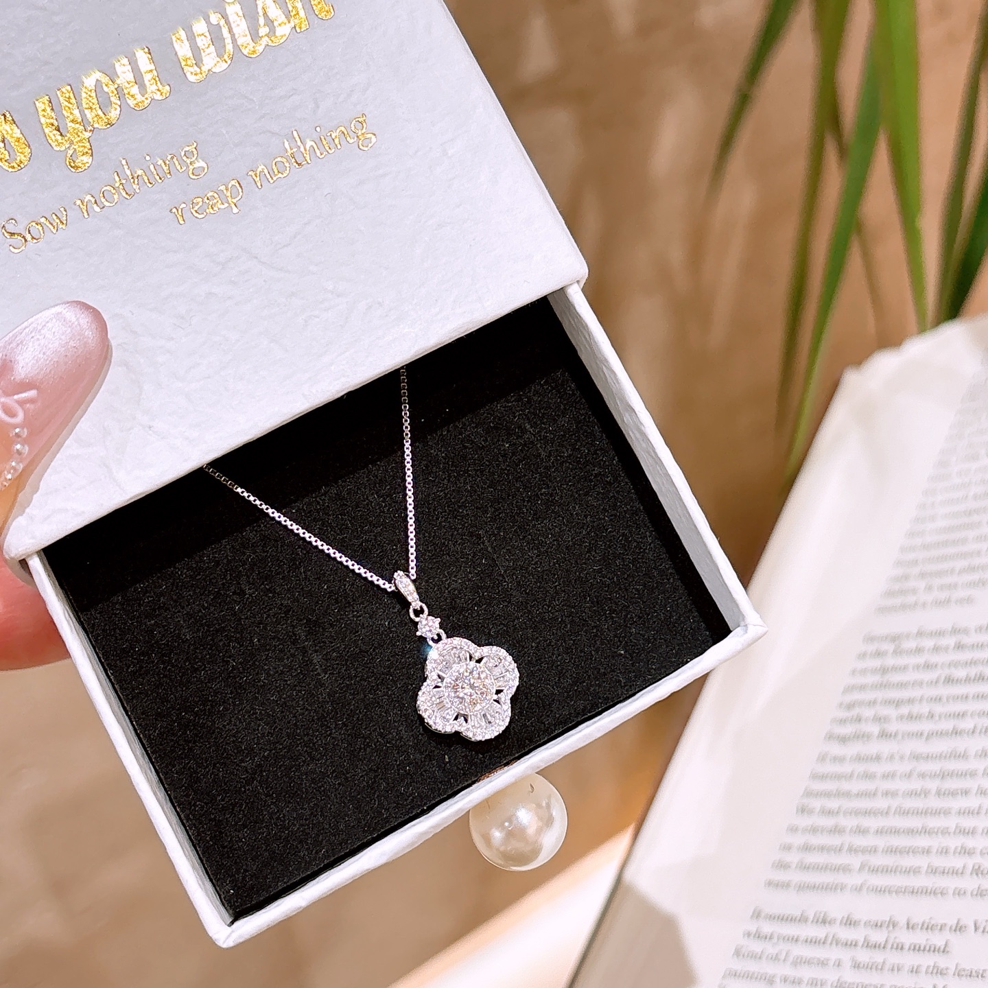 925 Silver Moissanite Necklace Soft Office Silver