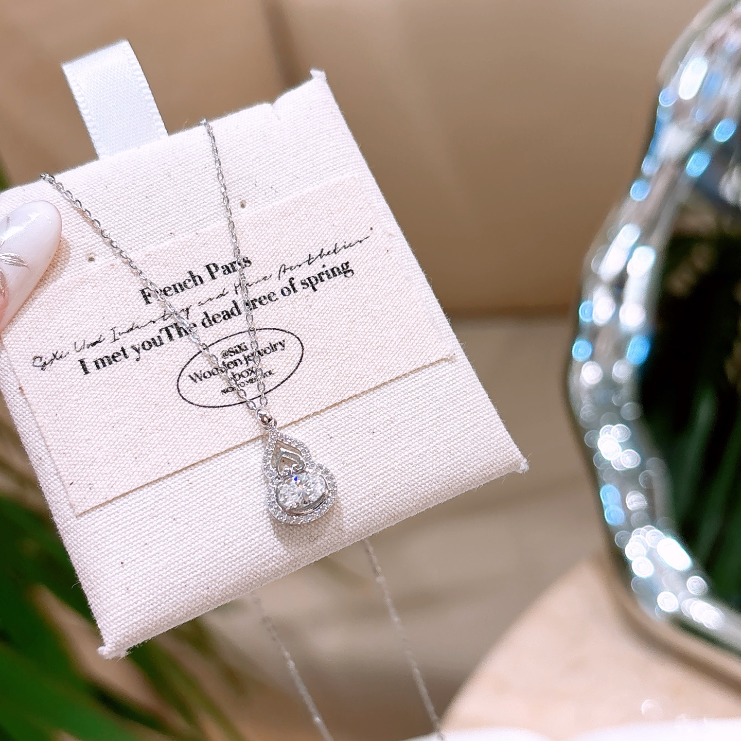 フレンチニッケル無添加銀モアッサナイトネックレスシルバー 卒業