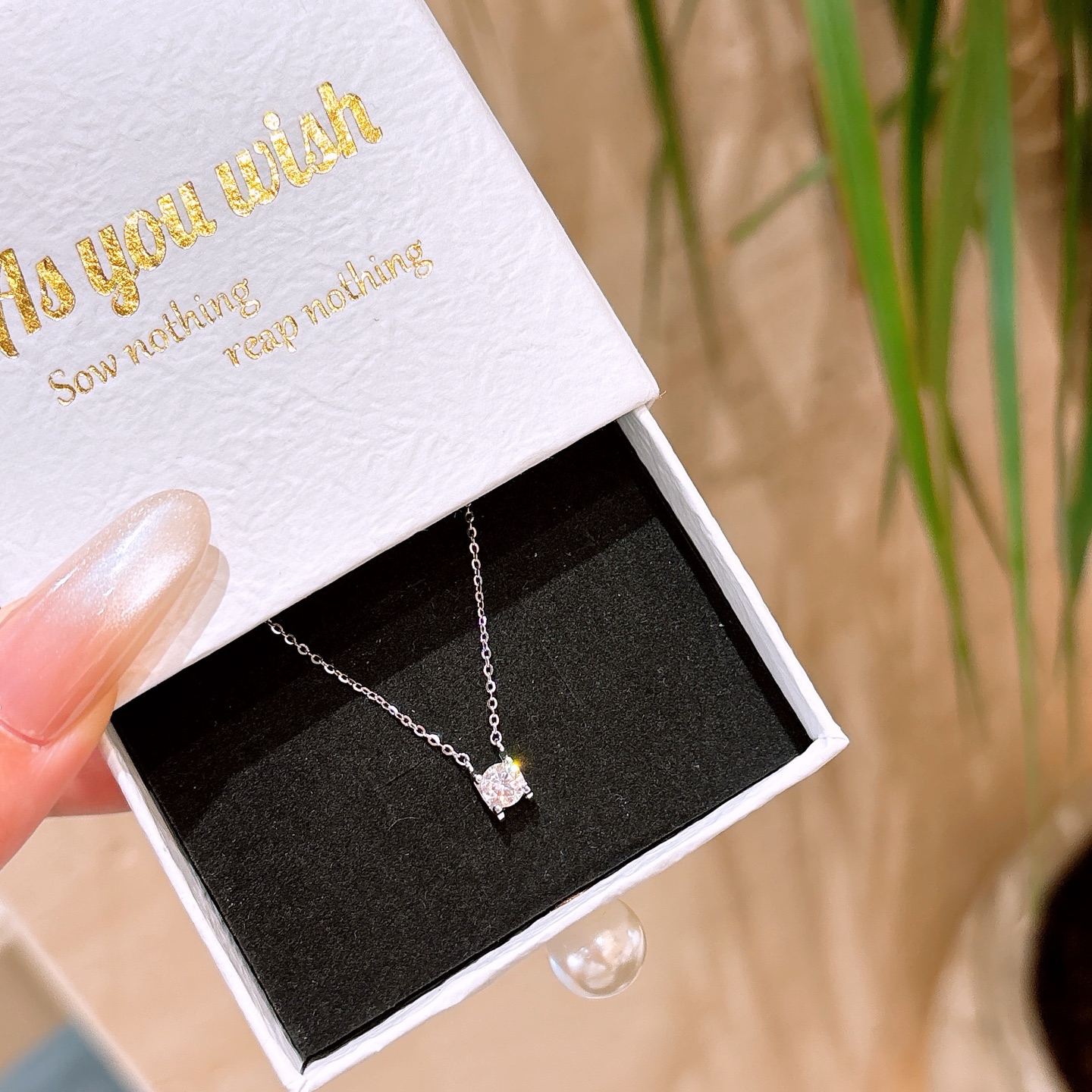 S925 Sterling Silver Moissanite Necklace Unique Bestie Gift Silver