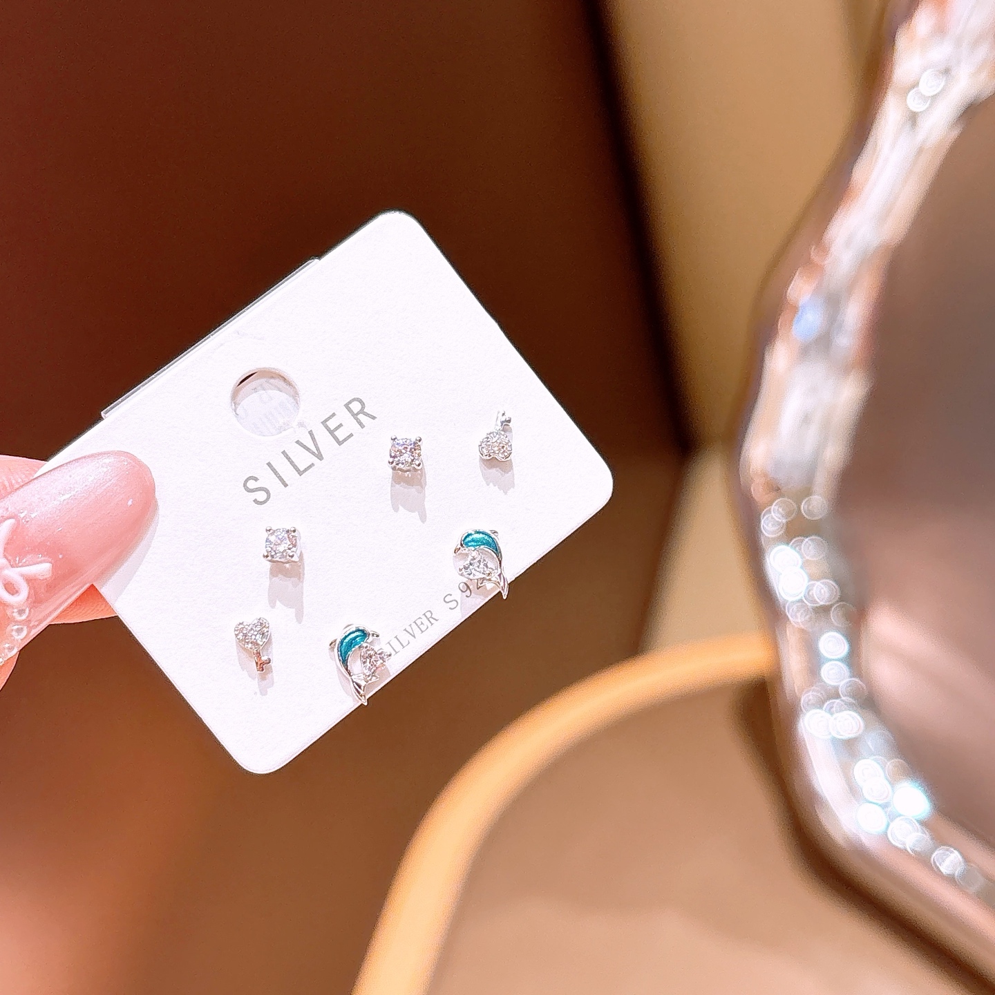 エレガント低アレルギー銀イヤリングゴールド 晩餐会