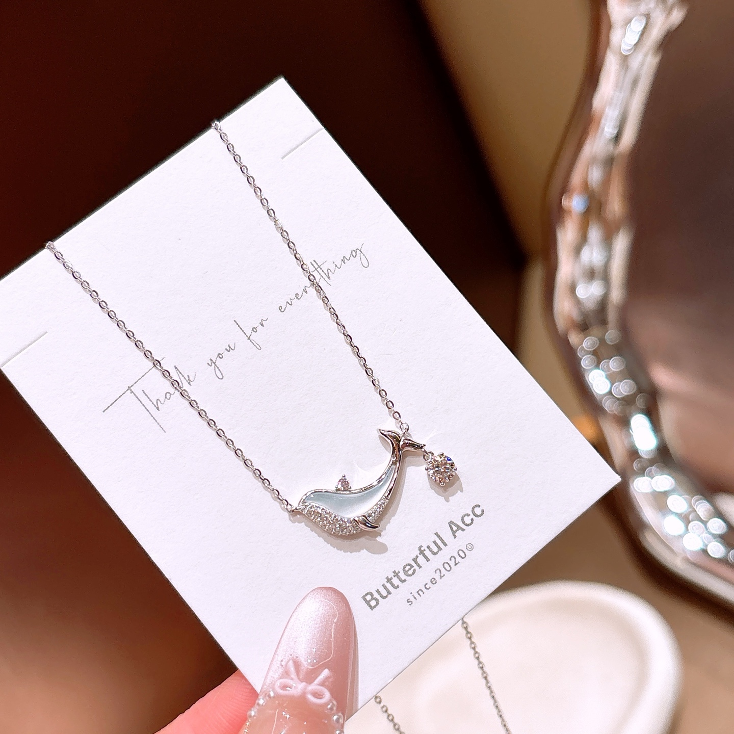 Hochglanzpoliertes Silber Moissanit Kette Leichter Luxus Muttergeburtstag