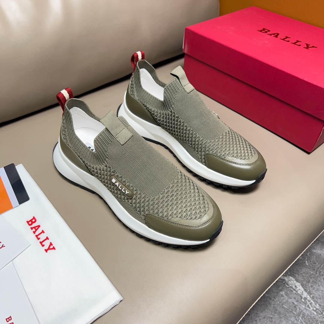 “Outline Series Sneakers: Bally/Bali Chunch Summer Shoes Green Current Close Fabric Cow-Skin Face P744”