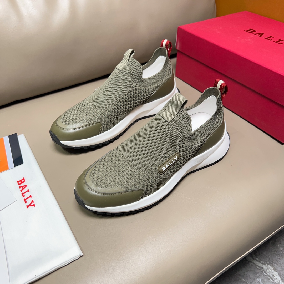 “Outline Series Sneakers: Bally/Bali Chunch Summer Shoes Green Current Close Fabric Cow-Skin Face P744” - 图片 3