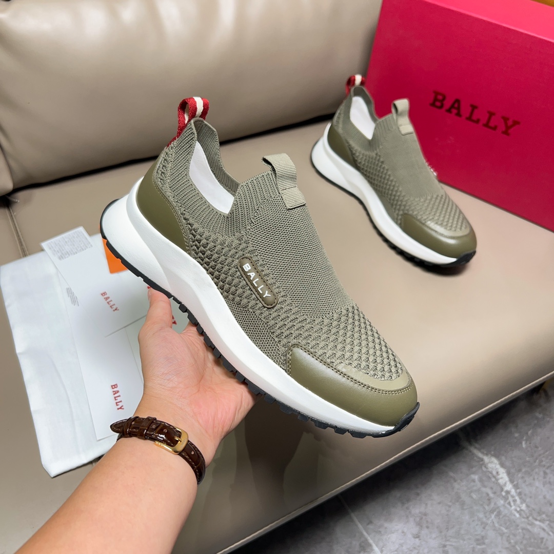 “Outline Series Sneakers: Bally/Bali Chunch Summer Shoes Green Current Close Fabric Cow-Skin Face P744” - 图片 2