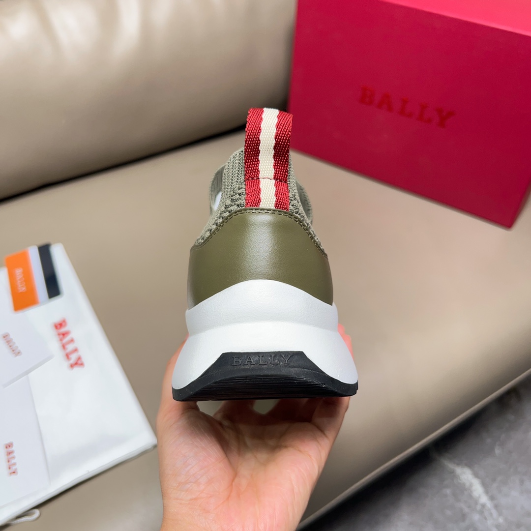 “Outline Series Sneakers: Bally/Bali Chunch Summer Shoes Green Current Close Fabric Cow-Skin Face P744” - 图片 9