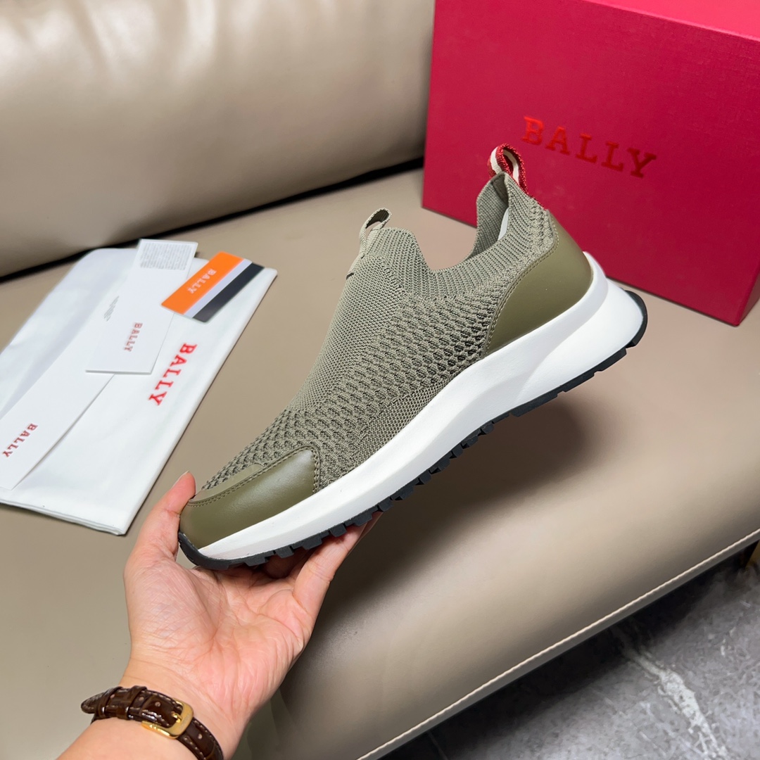 “Outline Series Sneakers: Bally/Bali Chunch Summer Shoes Green Current Close Fabric Cow-Skin Face P744” - 图片 6