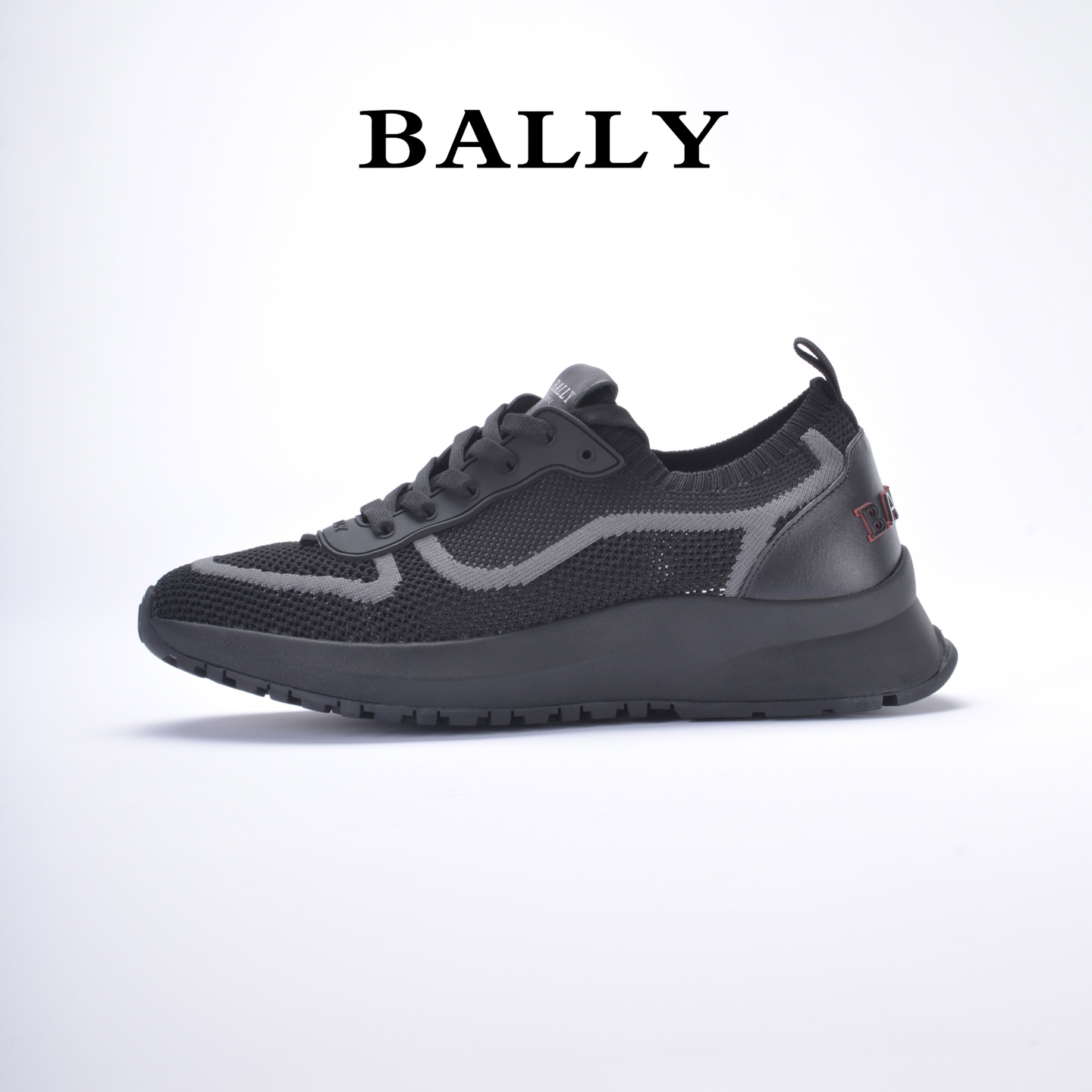 “Bally Run Wind Outline Davyn Sneakers: Black Glitter-Eyed, Air-Breathing Shoes with Vibram® Megagrip Soles” - 图片 4