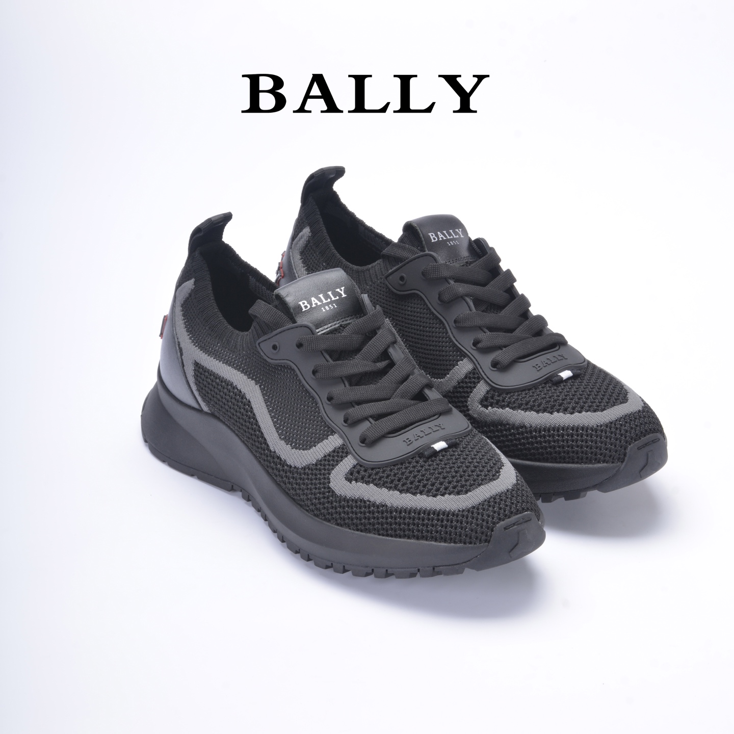 “Bally Run Wind Outline Davyn Sneakers: Black Glitter-Eyed, Air-Breathing Shoes with Vibram® Megagrip Soles” - 图片 3