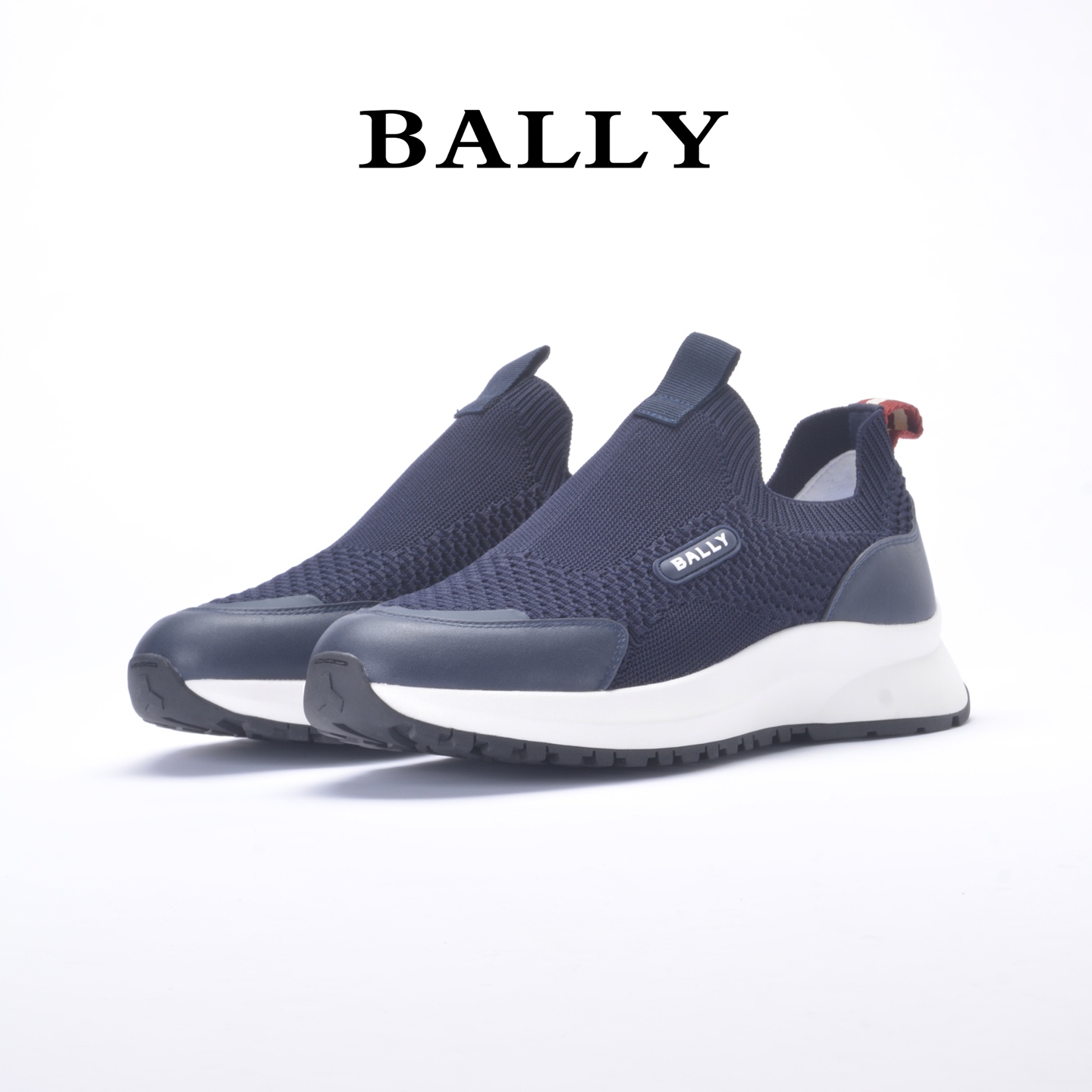 BALLY Bali Spring Summer Sports Recreational Shoes Deep Blue Modern Styles Fabric Cow-Skin Face Outline Series Zoegel Pads