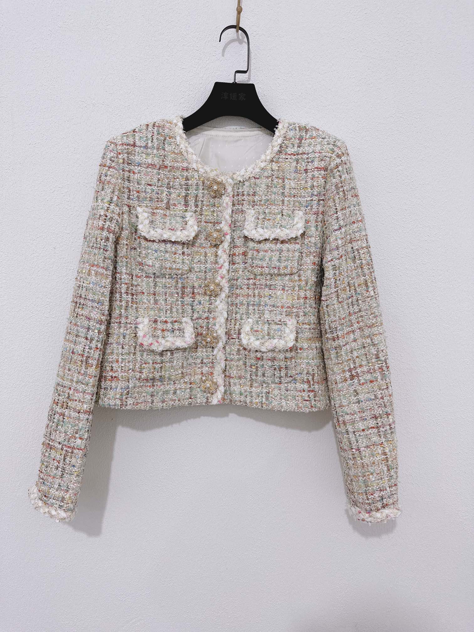 NO:591501,Self-Portrait new season series, synchronized with the official website, original one-to-one high-end customization, colorful fragrance, woven tweed, short long-sleeved round-neck cardigan jacket, one color and three sizes SML (S length 47CM, bust 88CM suitable, sleeve length 59CM and so on),,jackets & coats,alexander wang19860909Self-Portrait 新一季系列 官网同步 原版一比一高端定制 彩色小香风 编织粗花呢 短款长袖圆领开衫外套 一色三码SML（S衣长47CM 胸围88CM内合适 袖长59CM以此类推）,,jackets & coats,alexander wang,Women's clothing